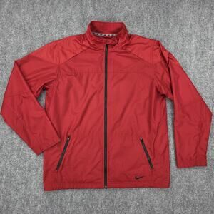 Nike Jacket Mens XL Red Windbreaker Full Zip Pockets Lightweight Outdoor Running